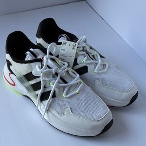 Adidas Men's White and Black Sneakers with Neon Accents